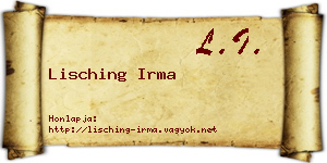 Lisching Irma névjegykártya